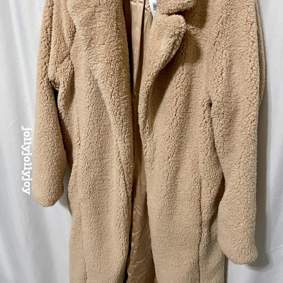 Torrid Beige Faux Fur Open Front Longline Teddy Coat 1X - Picture 7 of 13